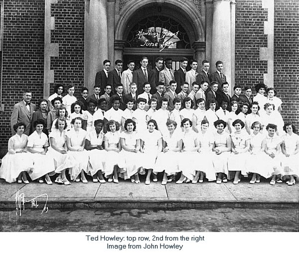 1952
First Row: #6 Charles Gibson, #9 Ted Howley
Third Row: #1 VP Mr. Hartley, #2 Teacher Ms. Hendershot, #3 Principal Ms.Yelton, #6 Lois Jordan, #7 Delores Watts, #8 Bernice Patterson, #17 Lorraine Zachary
Fourth (bottom) Row: #5 Maude Baltimore

Image from John Howley
