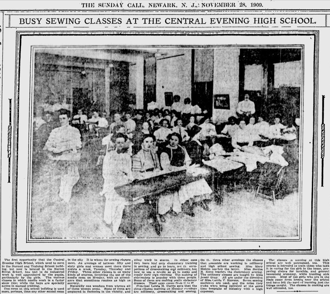 Sewing Classes at the Central Evening High School
at Burnet Street School
1909
