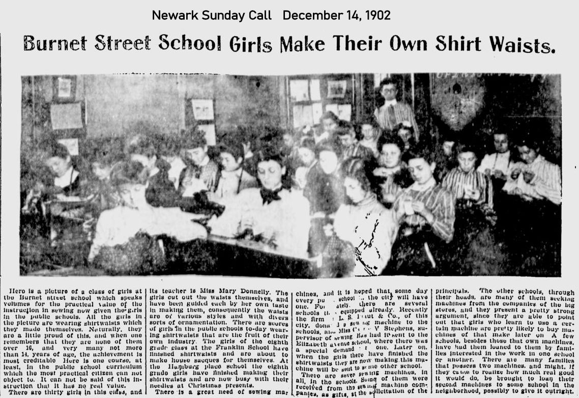 Burnet Street School Girls Make Their Own Shirt Waists
December 14, 1902
