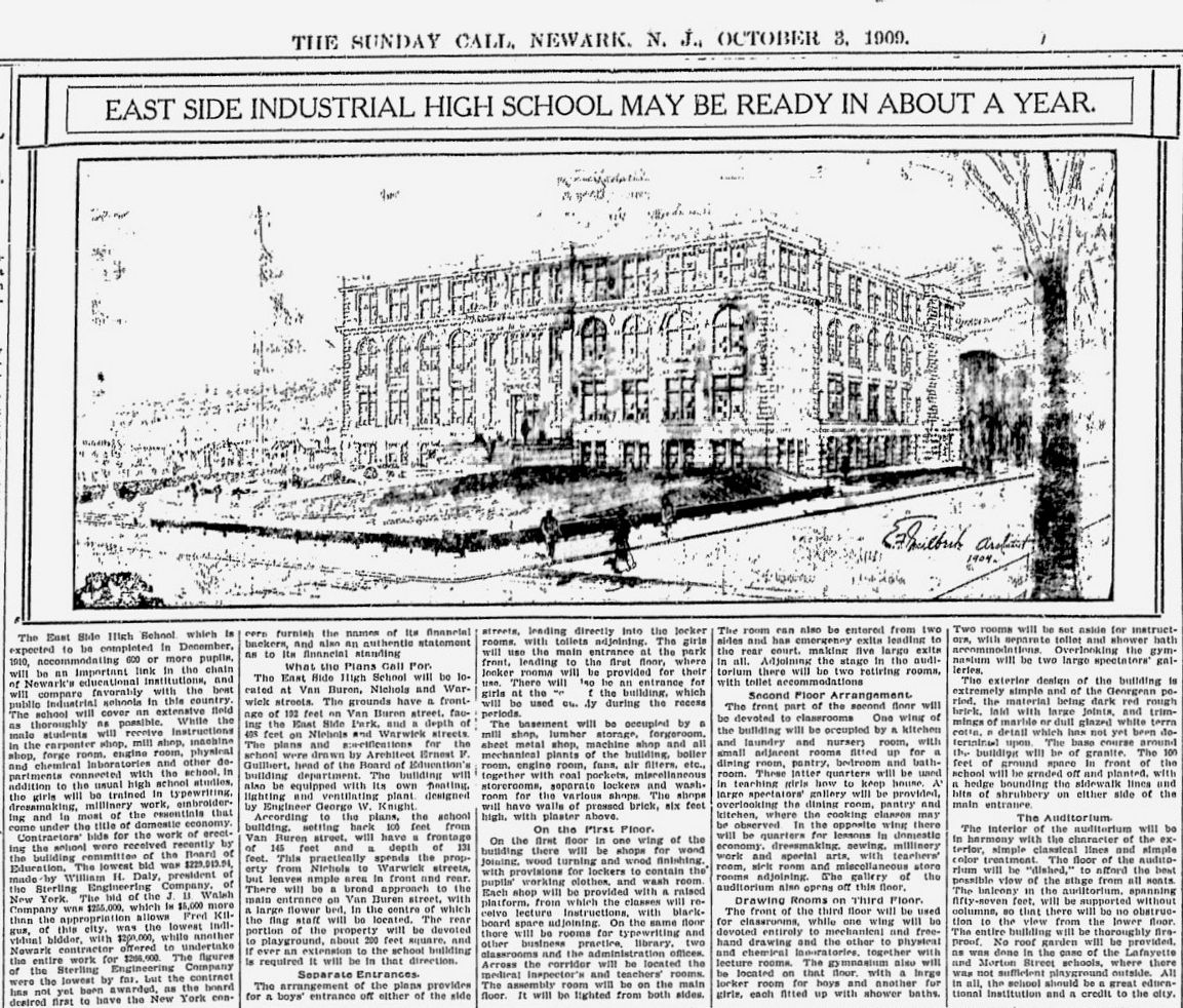 East Side Industrial High School May Be Ready In About A Year
1909
