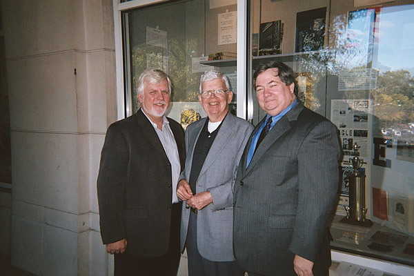 Thomas C. Murray, former teacher at Essex Catholic, is flanked by two members of the Essex Catholic Class of '67, Charlie Dluzniewski, left, and Jim White. Both are Seton Hall alumni. 
Photo from Tom Murray
