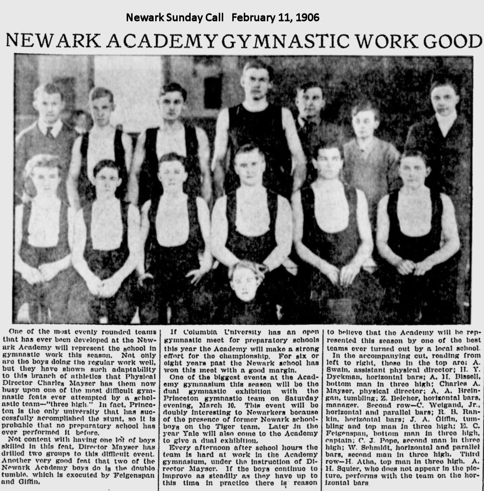Newark Academy Gymnastic Work Good
February 11, 1906
