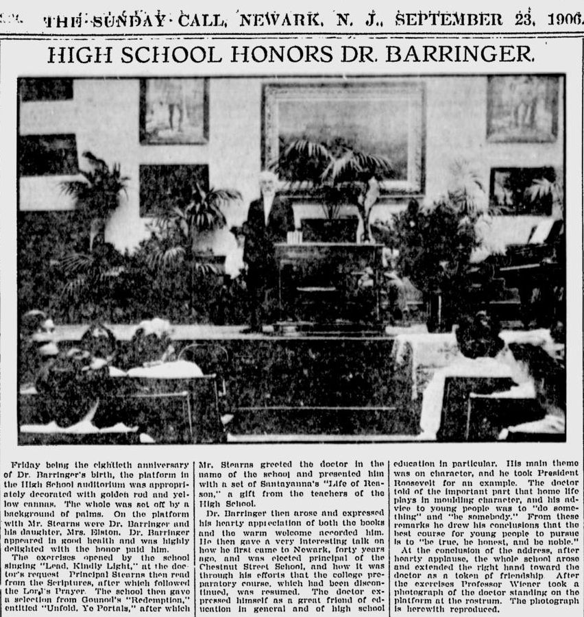 High School Honors Dr. Barringer
September 23, 1906
