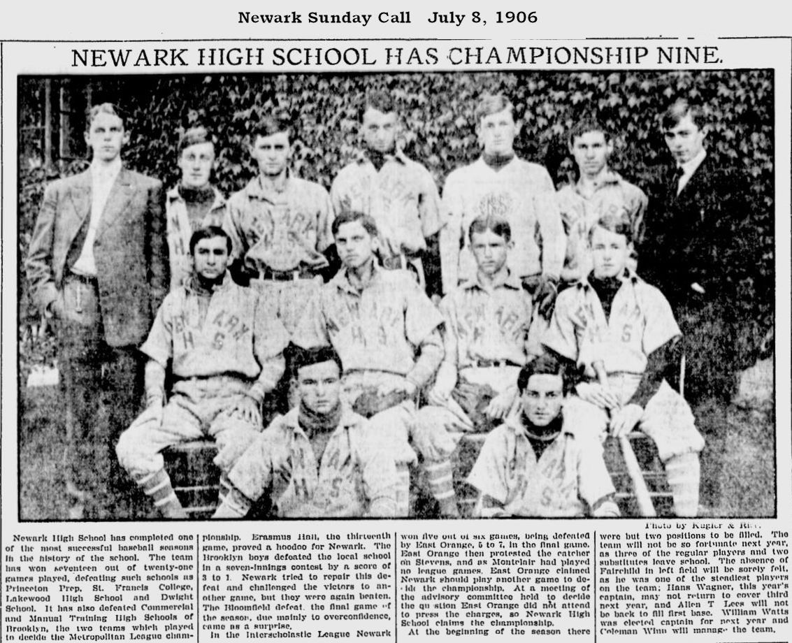 Newark High School has Championship Nine
July 8, 1906
