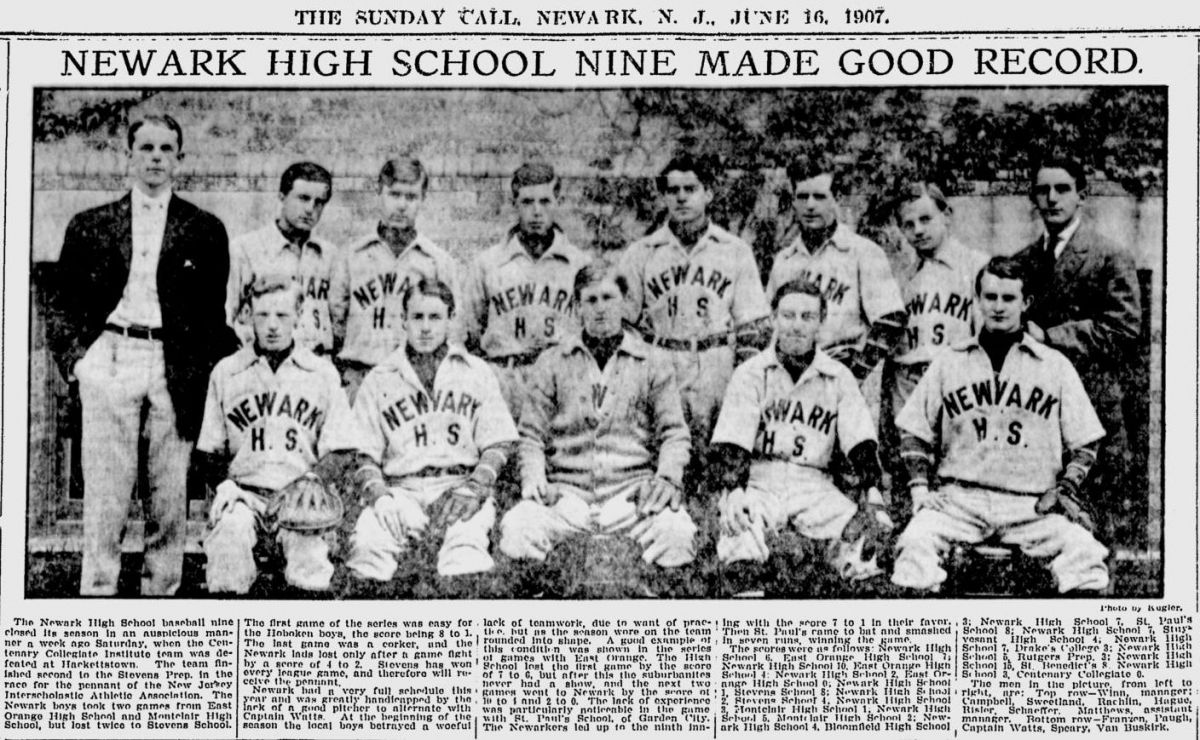 Newark High School Nine Made Good Record
June 16, 1907

