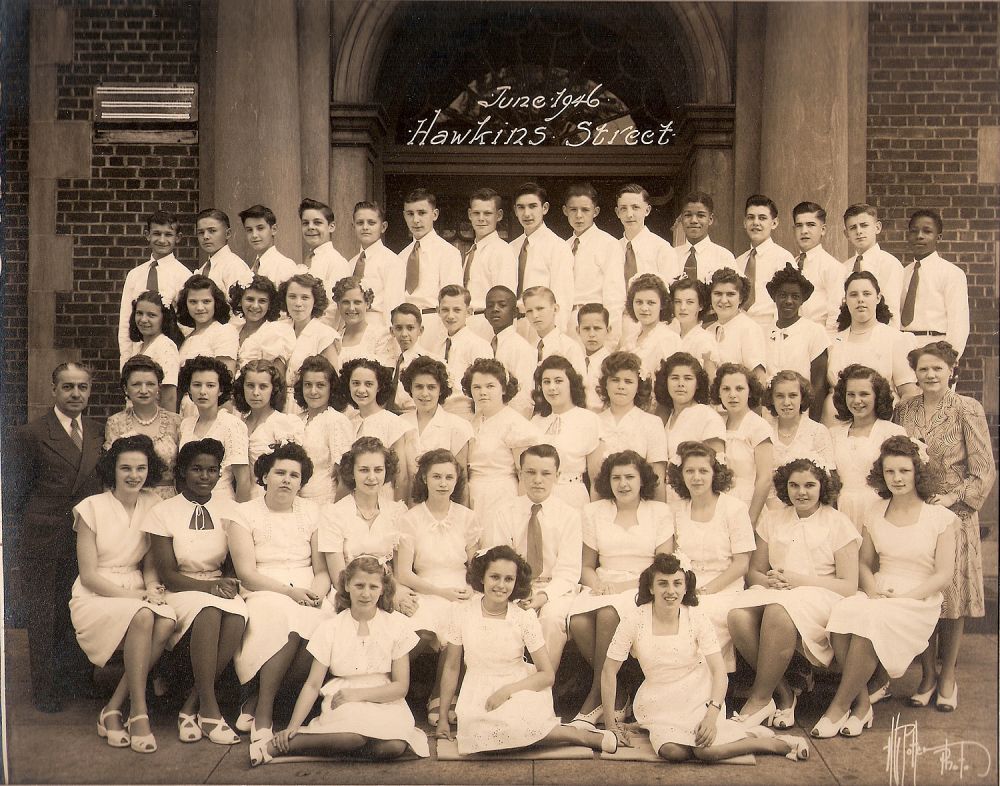 1946 June
Roxanne Gainfort - 2nd row from top, 5th student from left
Susan Eckstein - 3rd row from top, 4th student from right

Photo from Robin Liashek-Delaney
