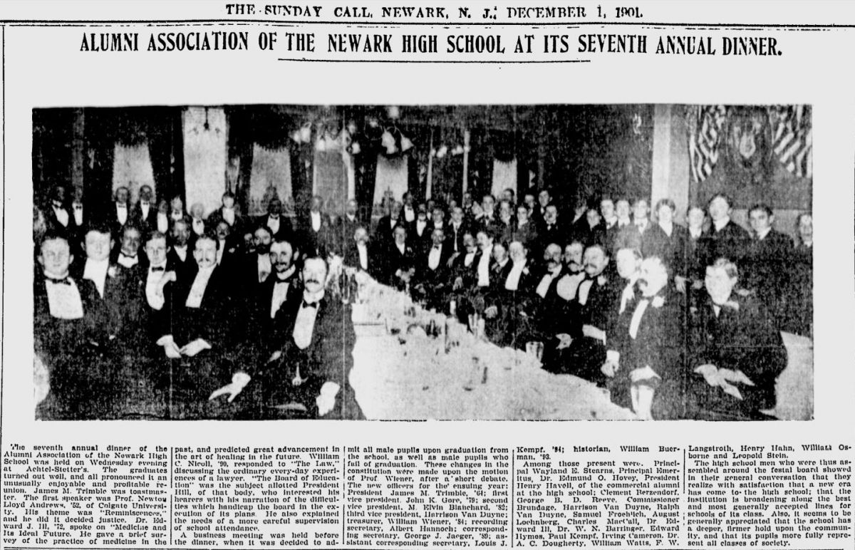 Alumni Association of the Newark High School at Its Seventh Annual Dinner
December 1, 1901
