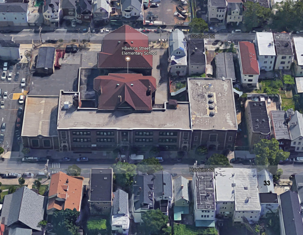 2016
Google Earth image showing the addition placed in front of the original school
