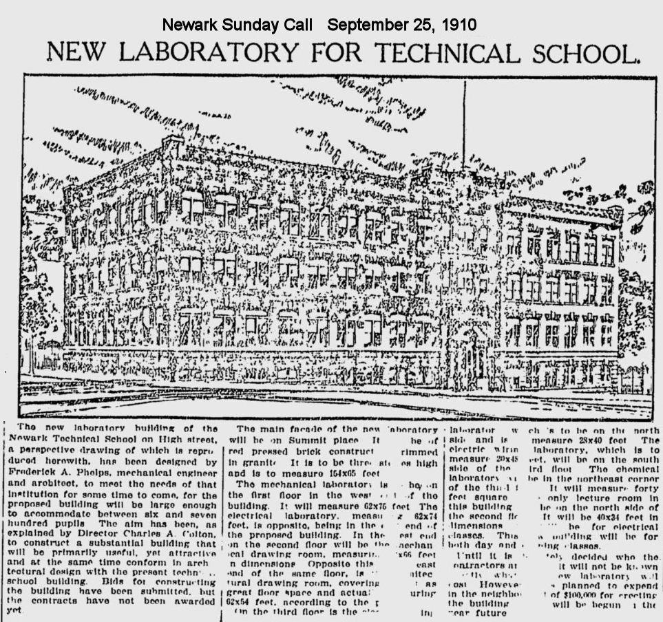 New Laboratory for Technical School
September 25, 1910
