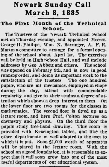 The First Month of the Technical School
March 8, 1885
