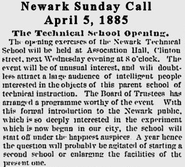 The Technical School Opening
April 5, 1885
