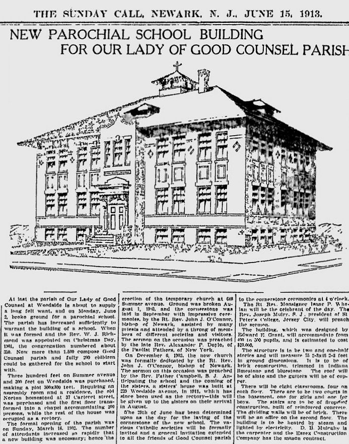 New Parochial School Building for Our Lady of Good Counsel Parish
1913
