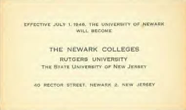 University of Newark -> The Newark Colleges - Rutgers University
