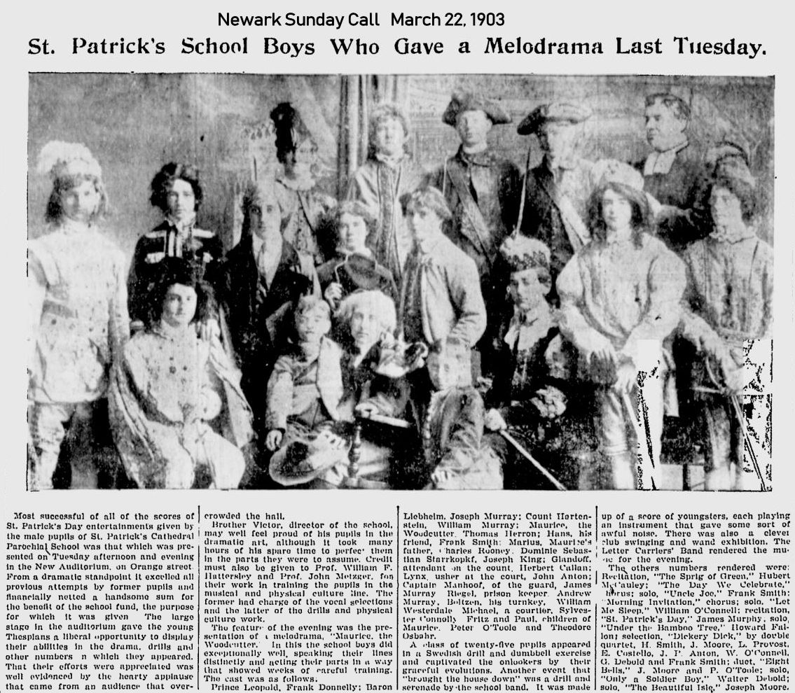 St. Patrick's School Boys Who gave a Melodrama Last Week
March 22, 1903
